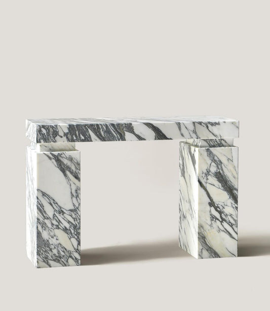 Stella marble console table in Arabescato natural stone