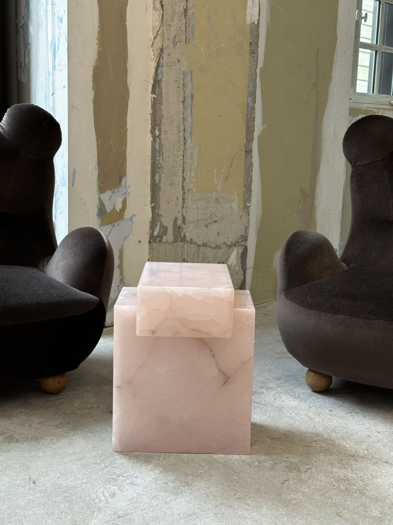 Bari white marble side table by Eden Stone Designs