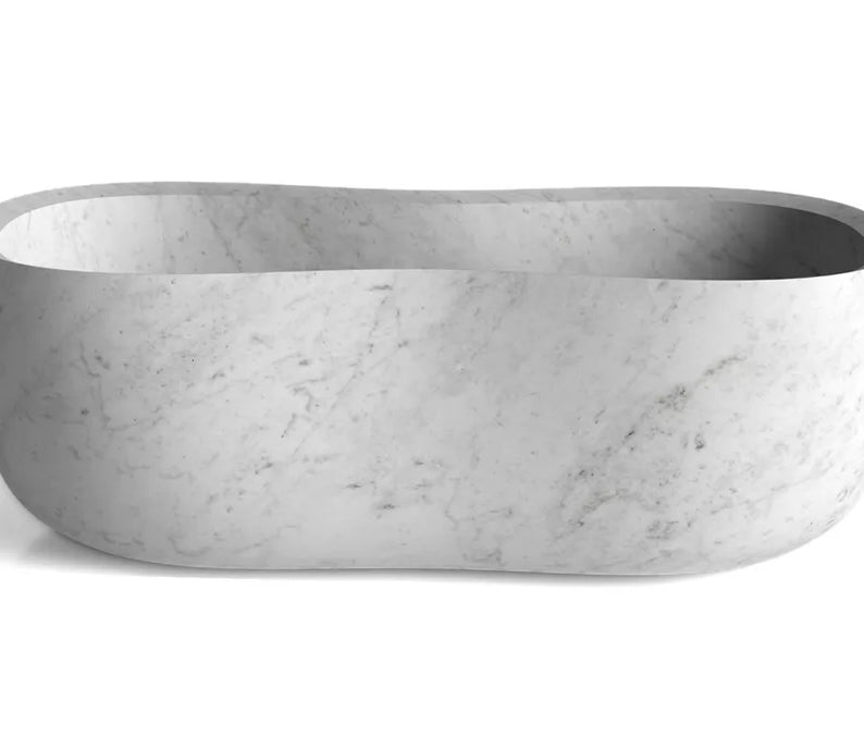Altamura Carrara marble freestanding bathtub luxury white marble tub Eden Stone Designs