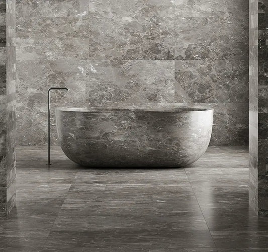 Altamura grey marble freestanding bathtub luxury stone bath Eden Stone Designs