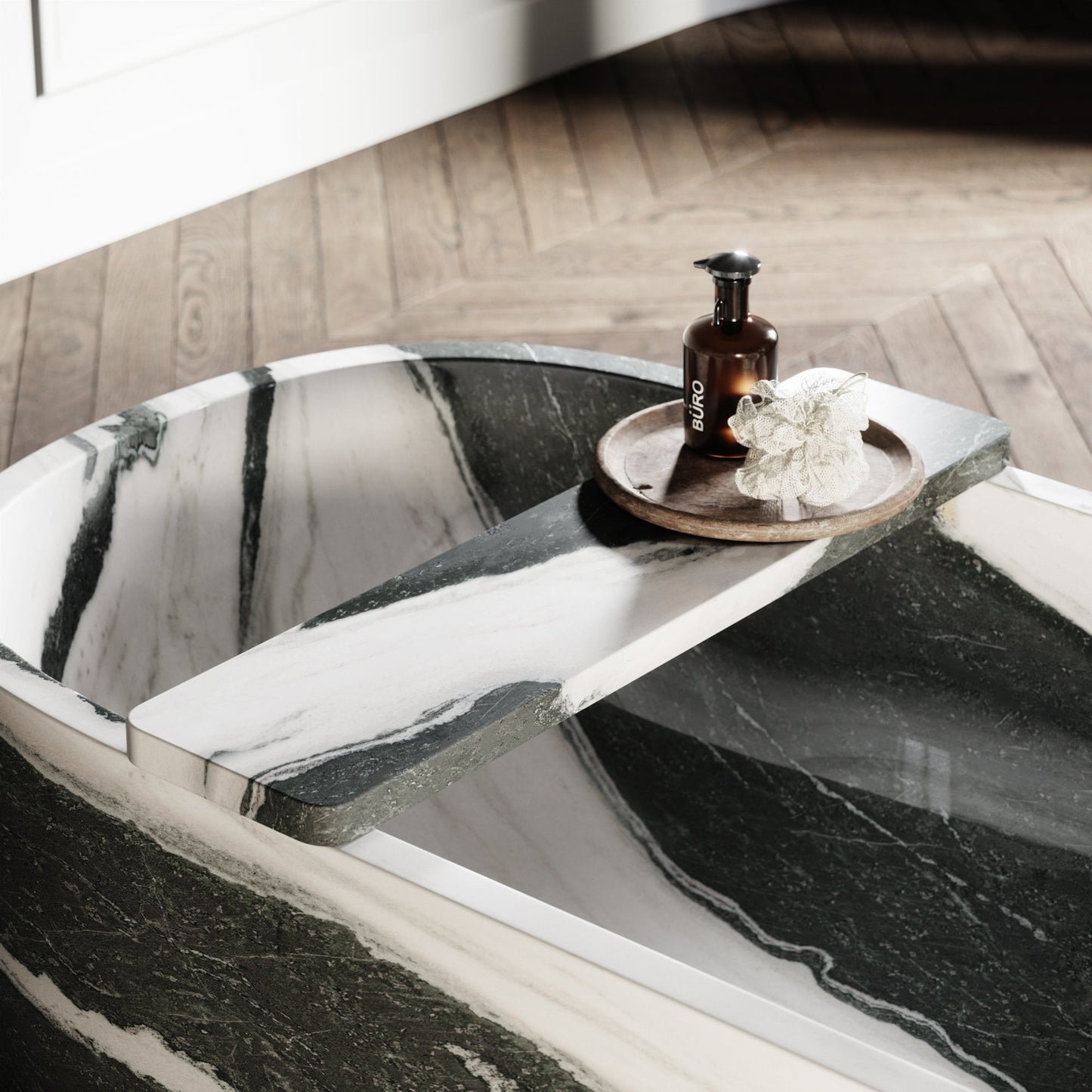 Altamura Panda marble freestanding bathtub detail luxury stone bath Eden Stone Designs