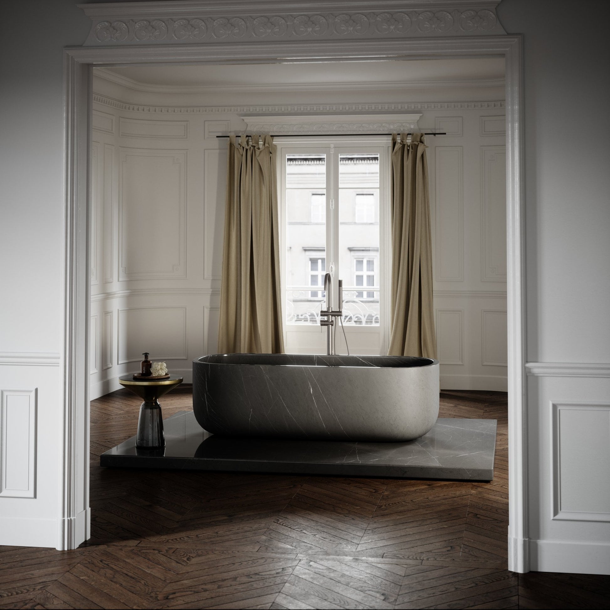 Altamura Pietra Grey marble freestanding bathtub luxury stone bath Eden Stone Designs