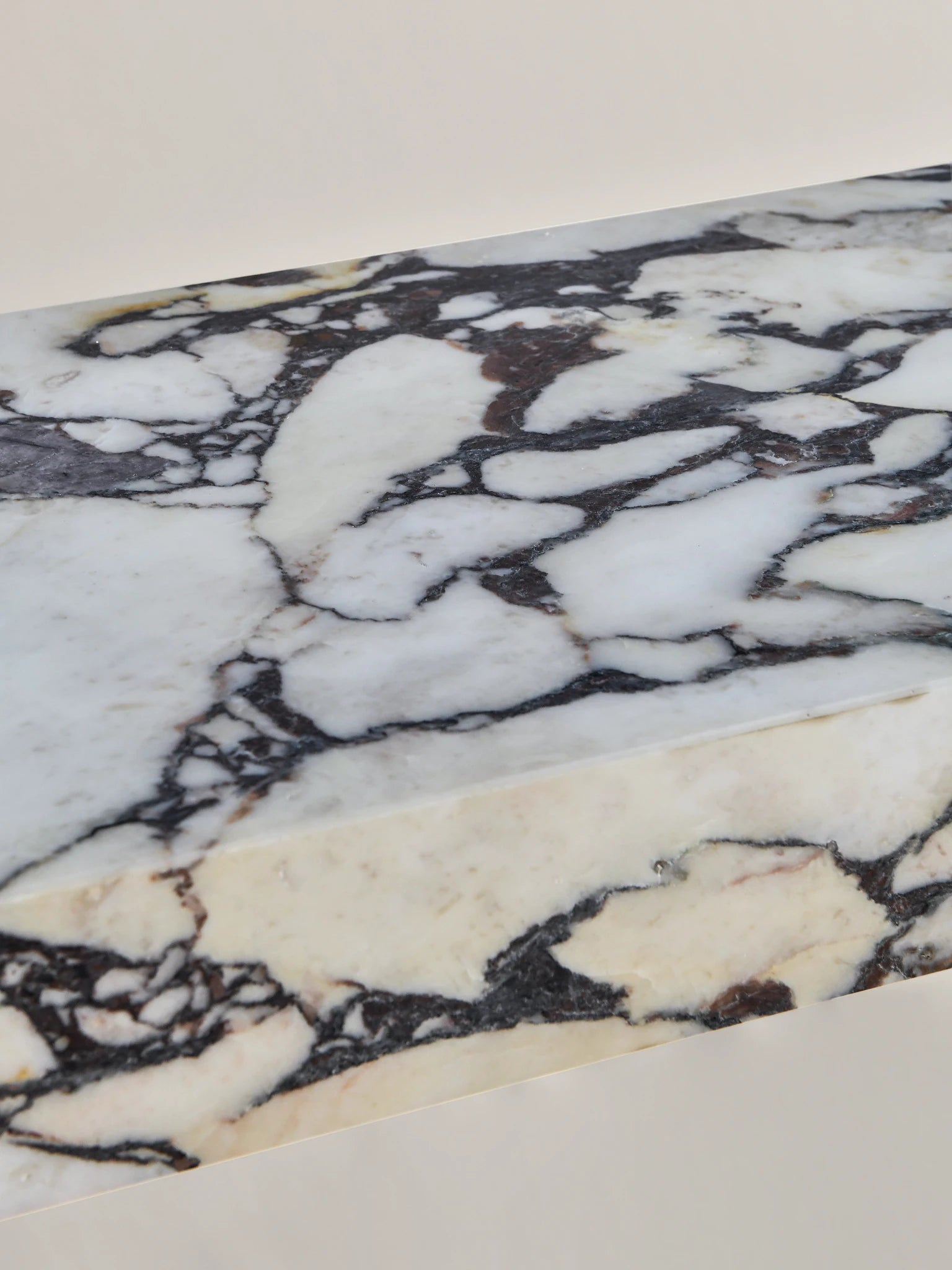 Arabescato marble surface detail on Stella luxury console table