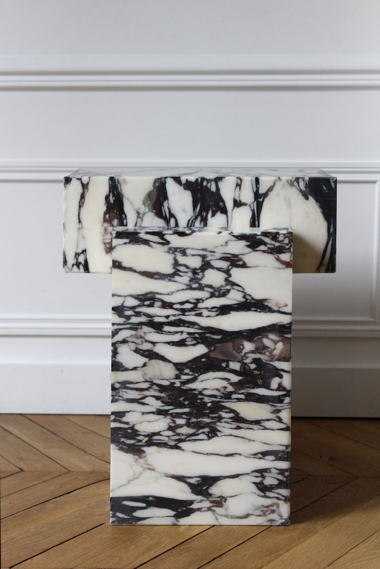 Bari Calacatta Viola marble side table by Eden Stone Designs