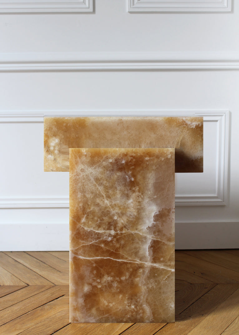 Bari honey onyx side table by Eden Stone Designs