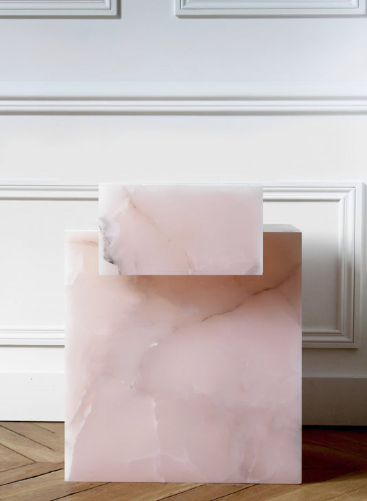 Bari pink onyx side table by Eden Stone Designs
