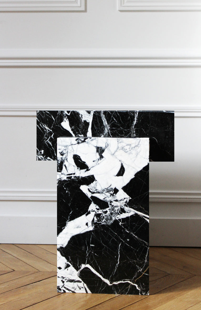 Bari Nero Marquina marble side table by Eden Stone Designs