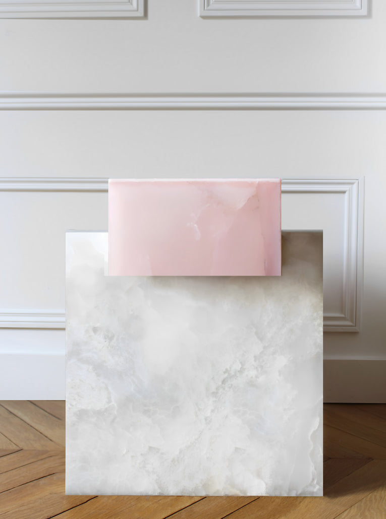 Bari pink onyx side table by Eden Stone Designs