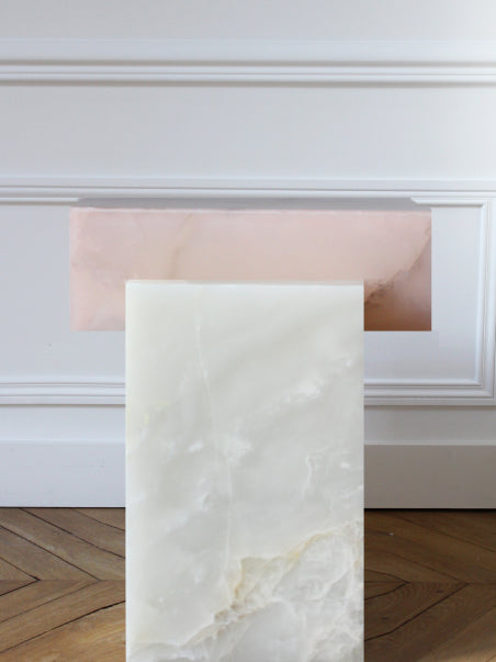 Bari pink onyx side table by Eden Stone Designs