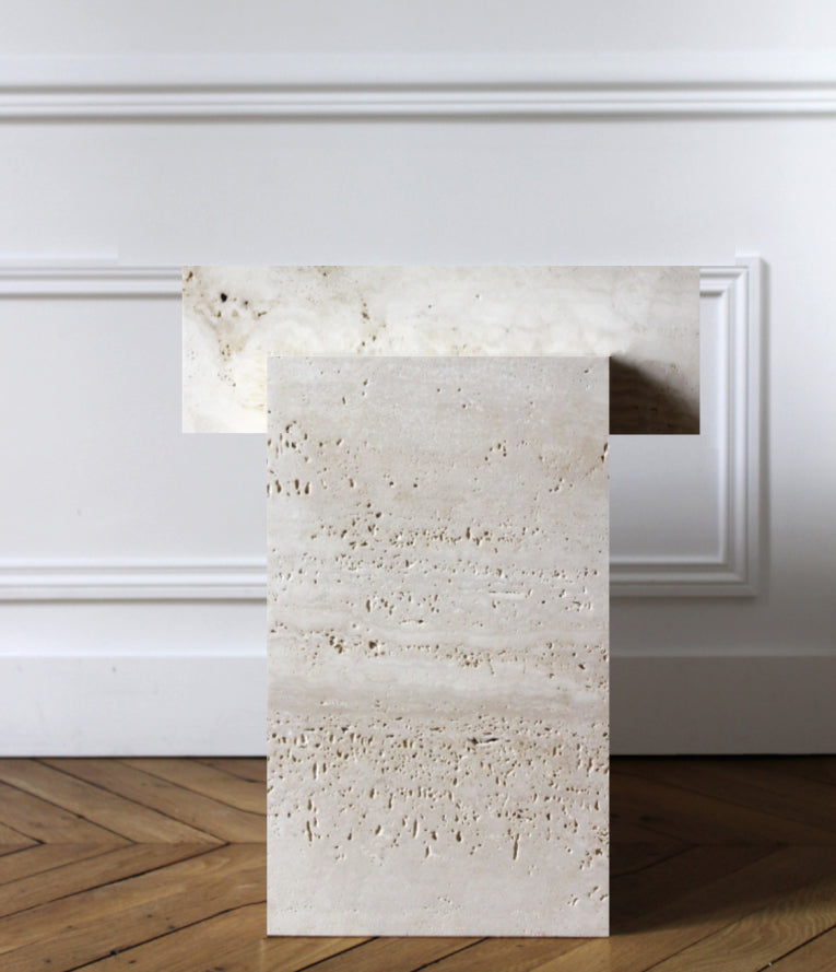 Bari travertine side table by Eden Stone Designs