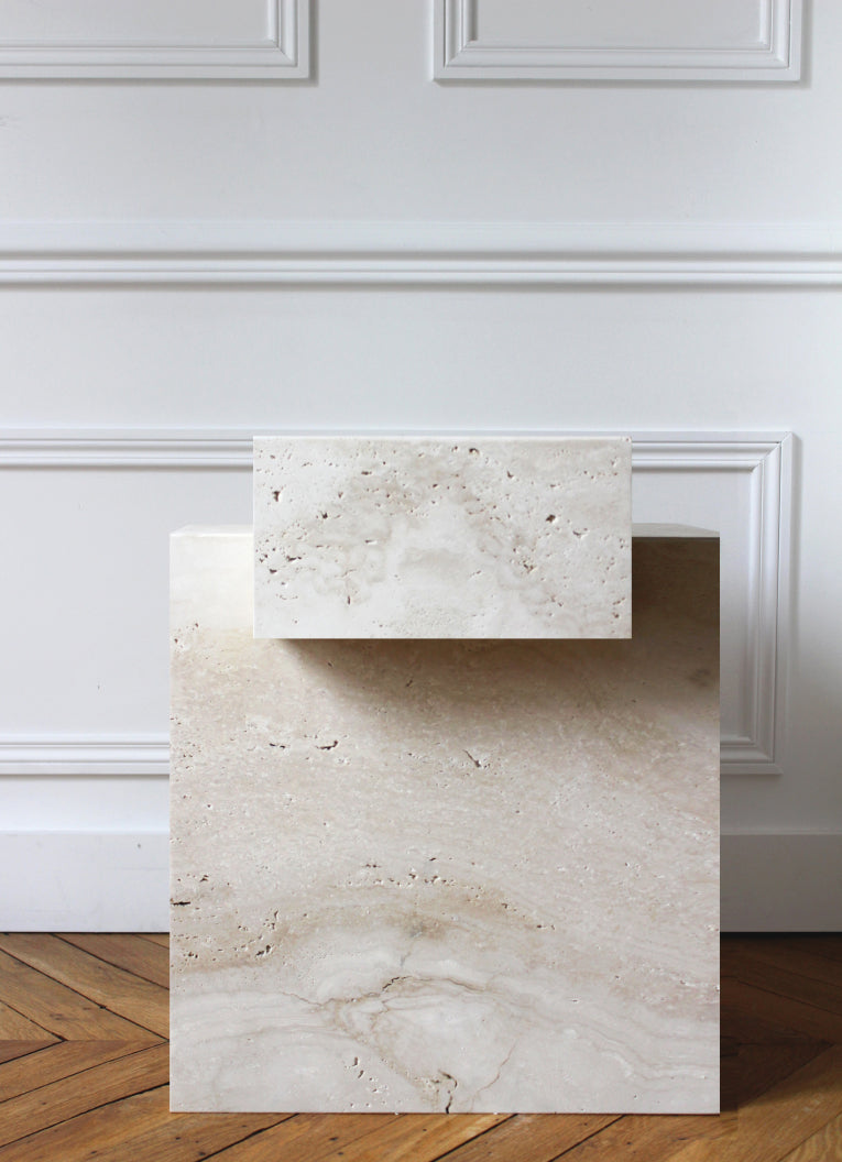 Bari travertine side table by Eden Stone Designs