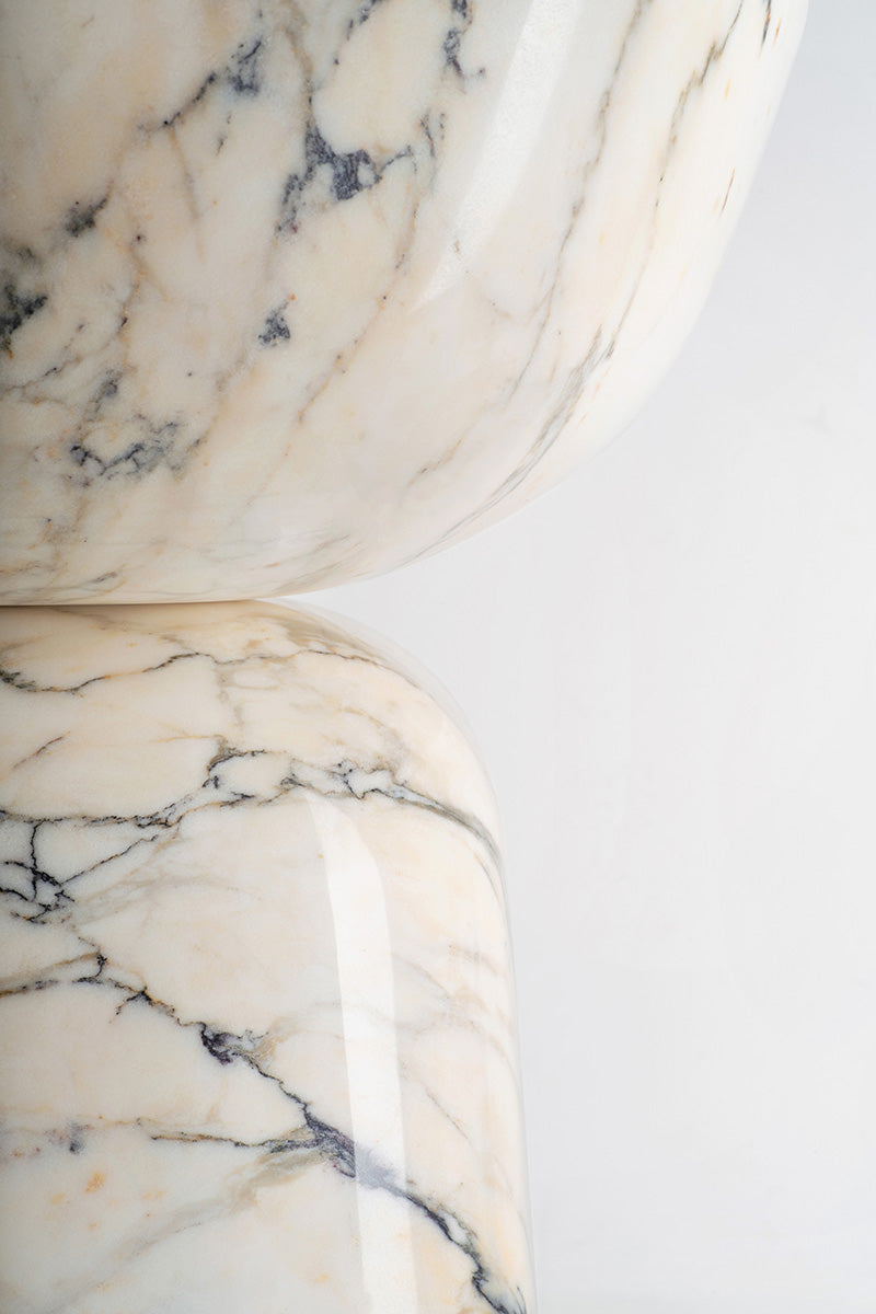Capri marble side table detail natural stone veining Eden Stone Designs