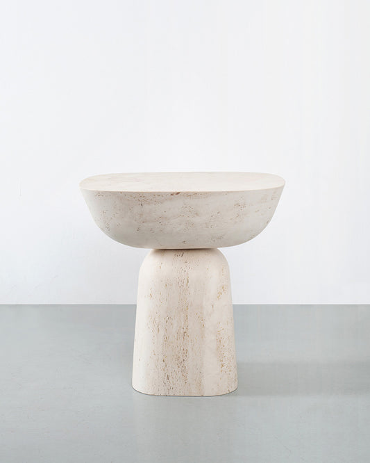 Capri luxury travertine side table handcrafted natural stone furniture