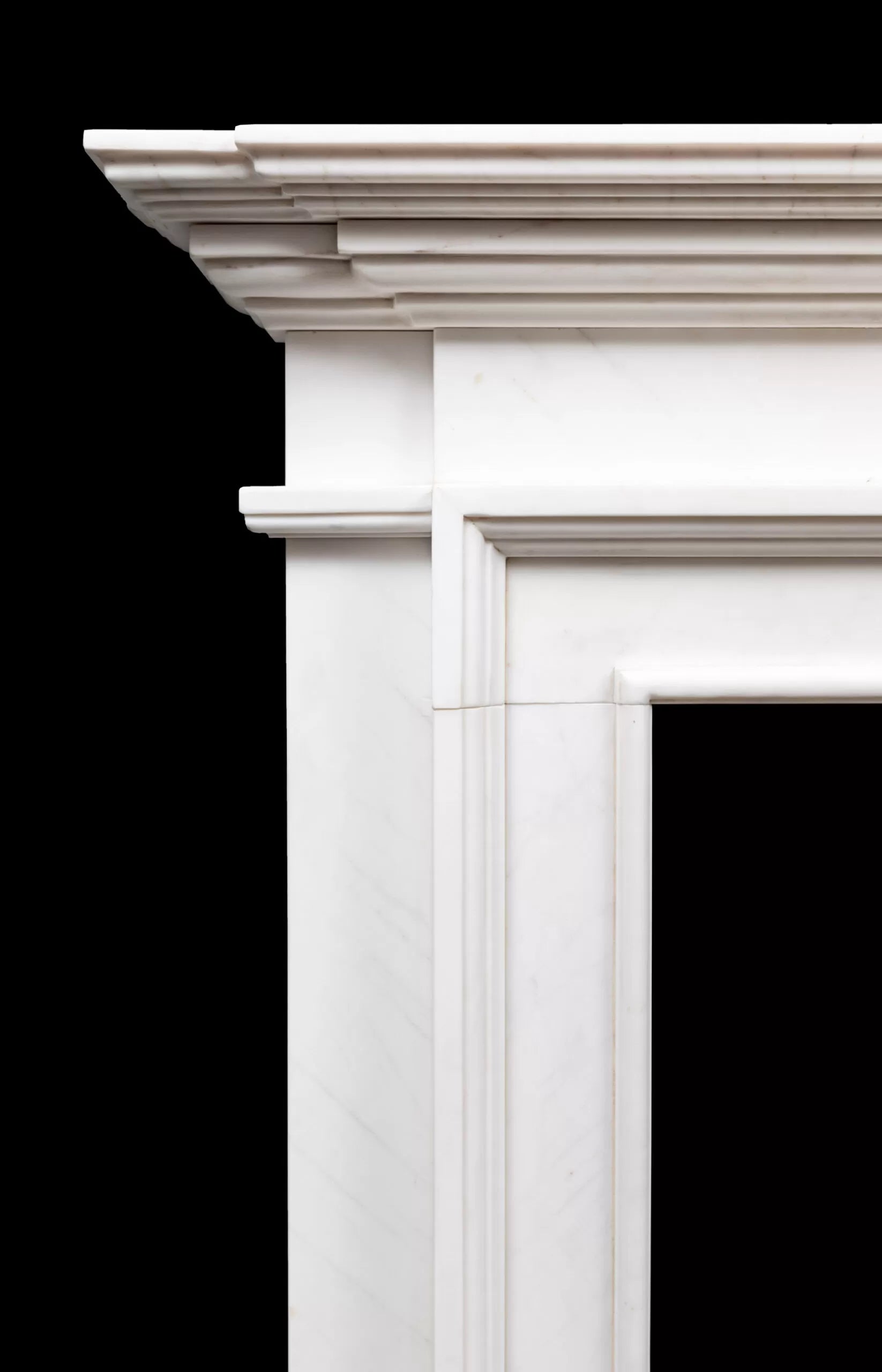Claremont marble fireplace corner detail by Eden Stone Designs