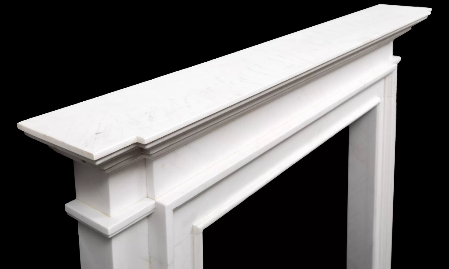 Claremont marble fireplace mantel perspective view by Eden Stone Designs