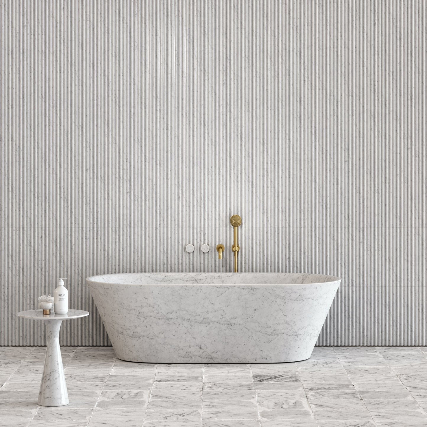 Cosenza Carrara marble freestanding bathtub luxury stone bath by Eden Stone Designs