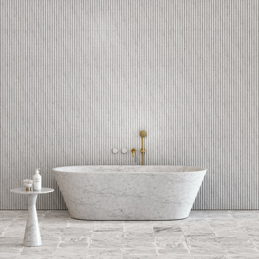 Cosenza Carrara marble freestanding bathtub luxury stone bath by Eden Stone Designs