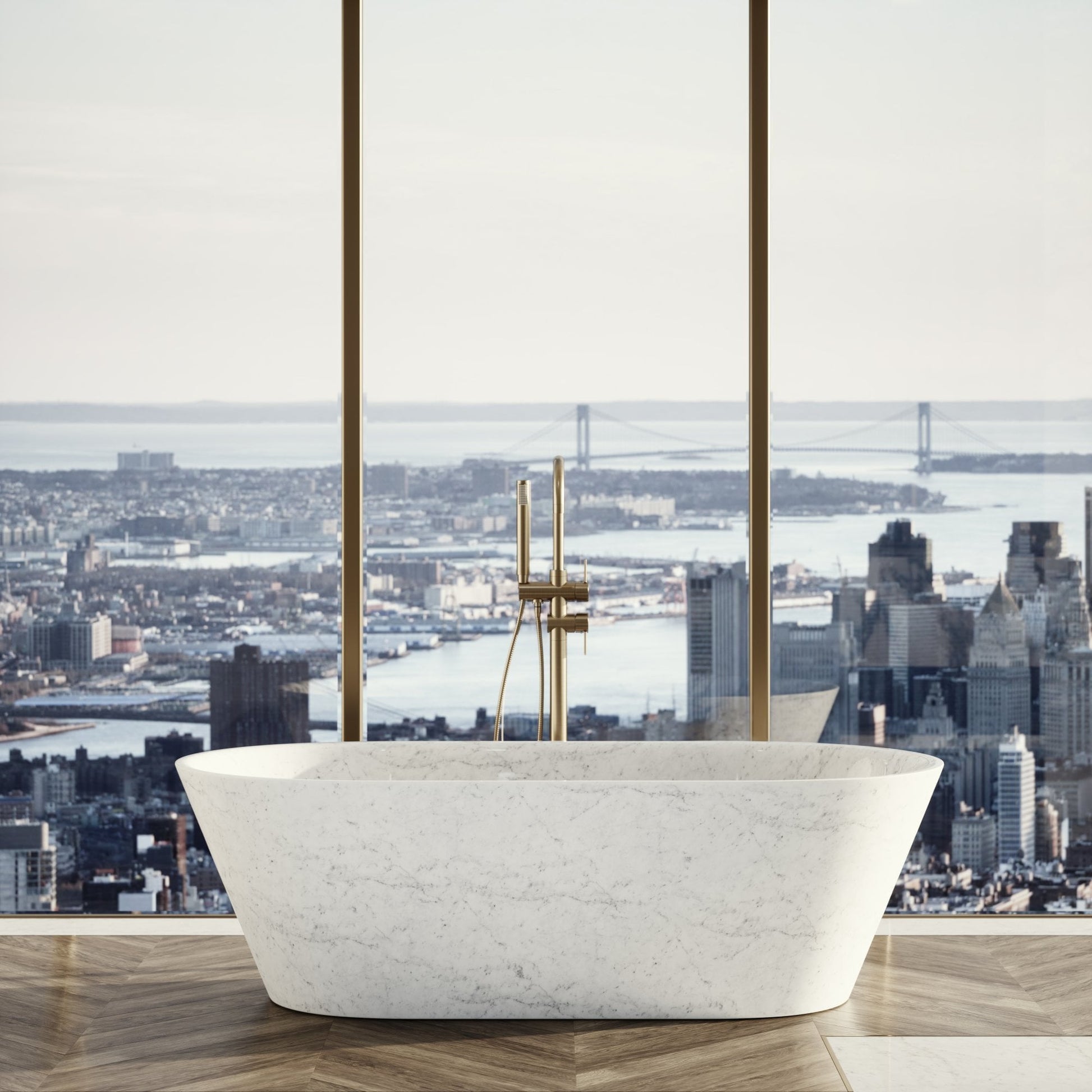 Cosenza Carrara marble freestanding luxury bathtub by Eden Stone Designs
