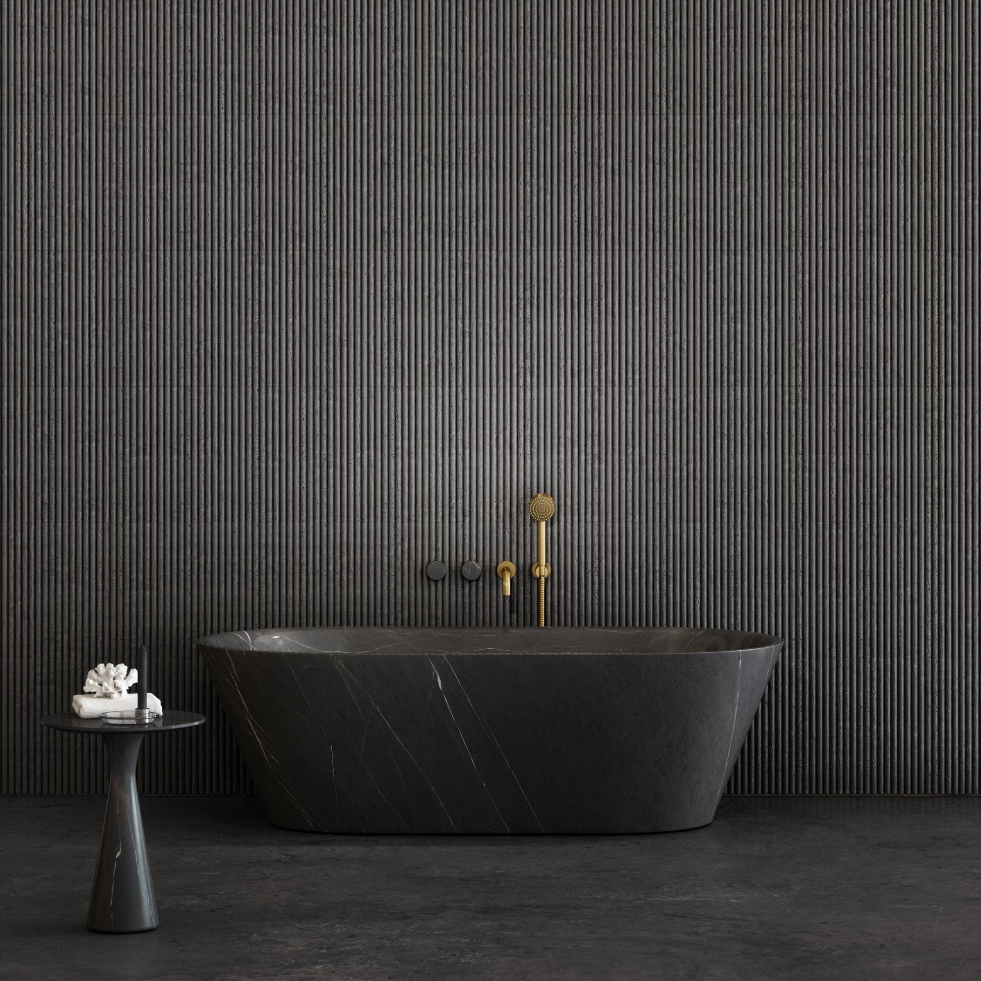 Cosenza Pietra Grey marble freestanding bathtub luxury stone bath by Eden Stone Designs