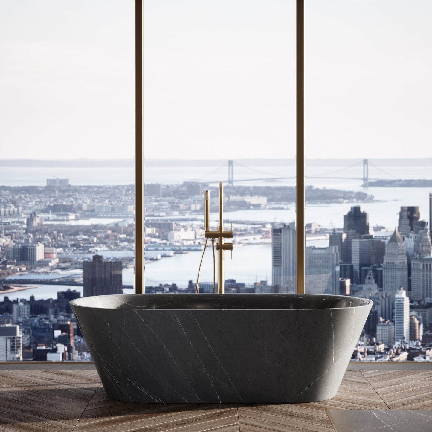 Cosenza Pietra Grey marble freestanding bathtub luxury stone bath by Eden Stone Designs