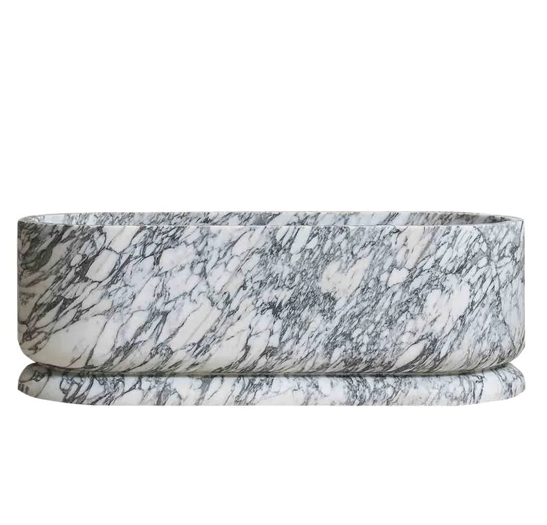 Calacatta marble freestanding bathtub luxury natural stone by Eden Stone Designs