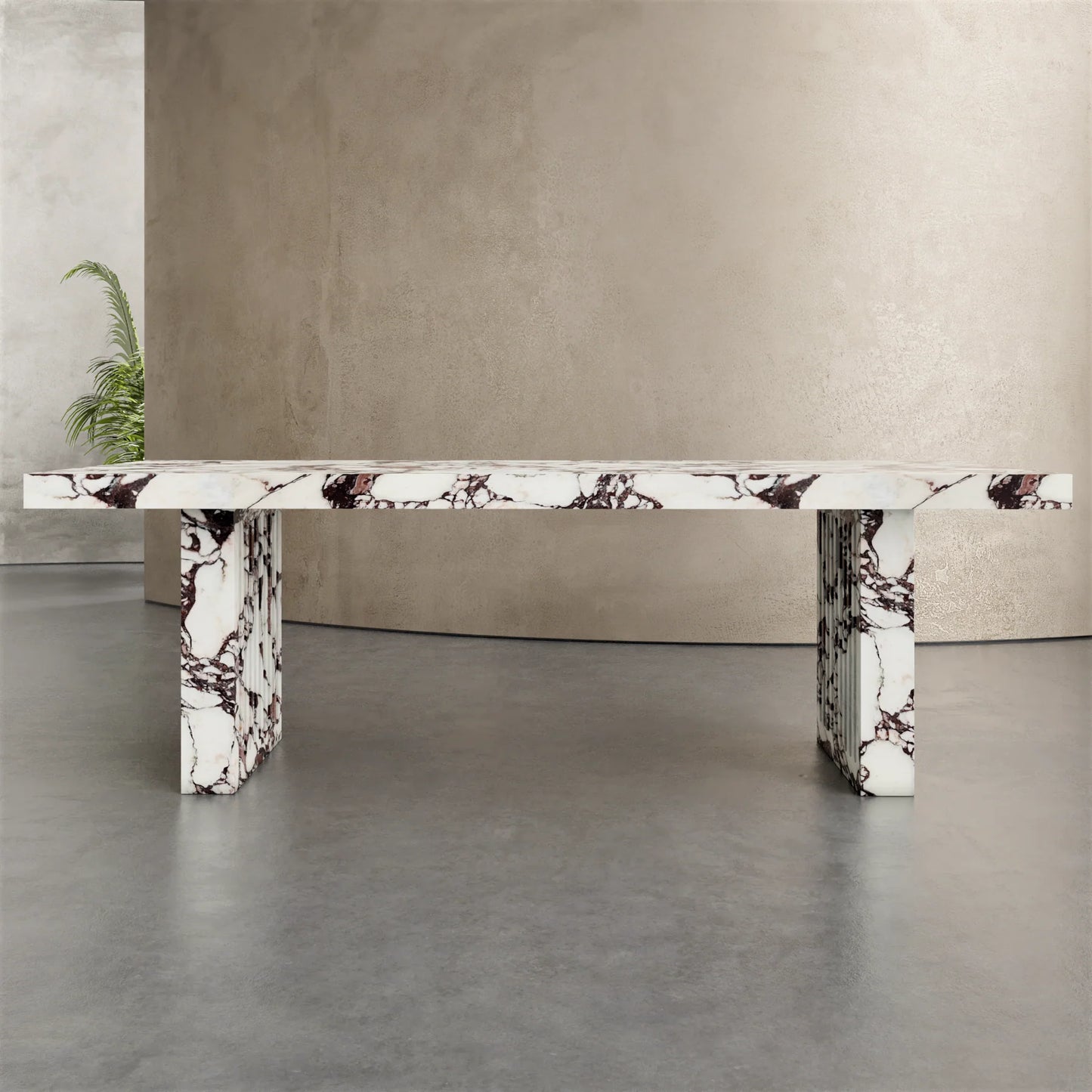 Siena marble dining table by Eden Stone Designs luxury natural marble dining table with dramatic red veining and sculptural base