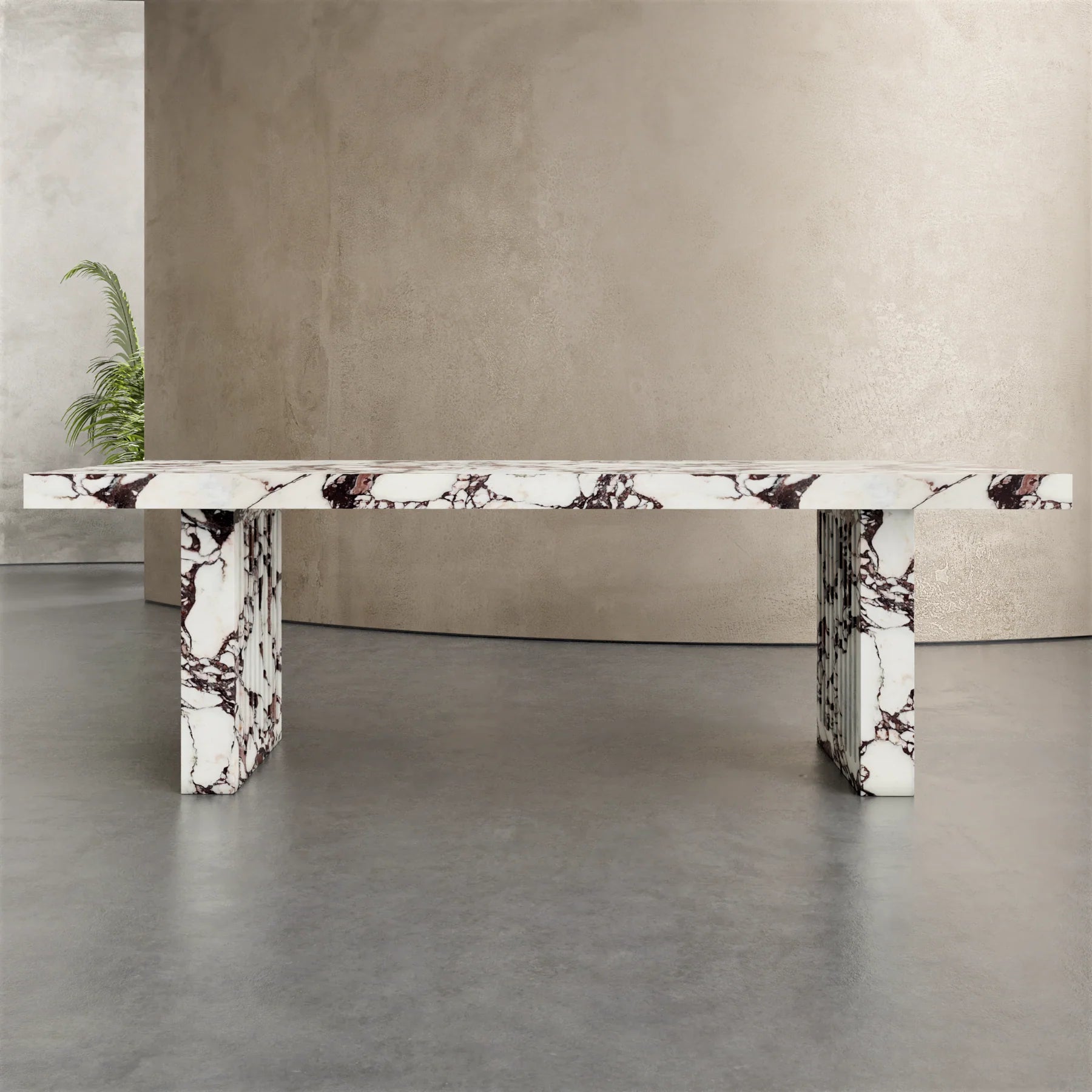 Siena marble dining table by Eden Stone Designs luxury natural marble dining table with dramatic red veining and sculptural base