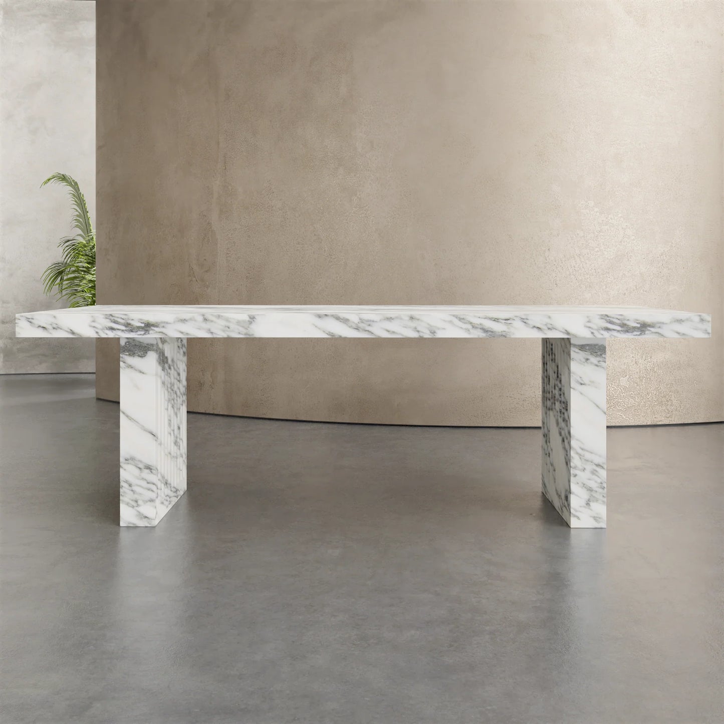 Siena marble dining table by Eden Stone Designs luxury natural marble dining table with architectural sculptural base