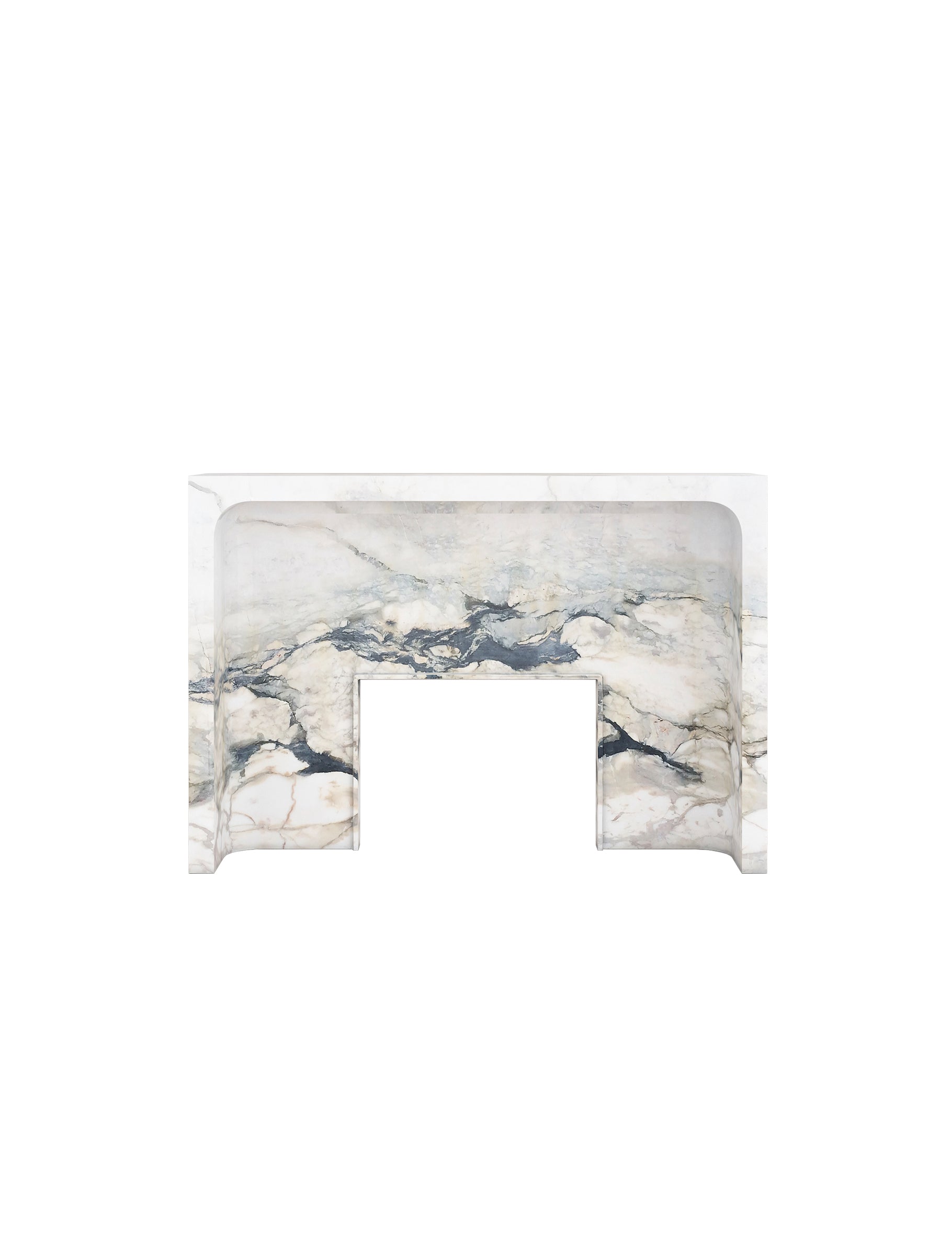 Giacomo marble fireplace with dramatic natural stone veining