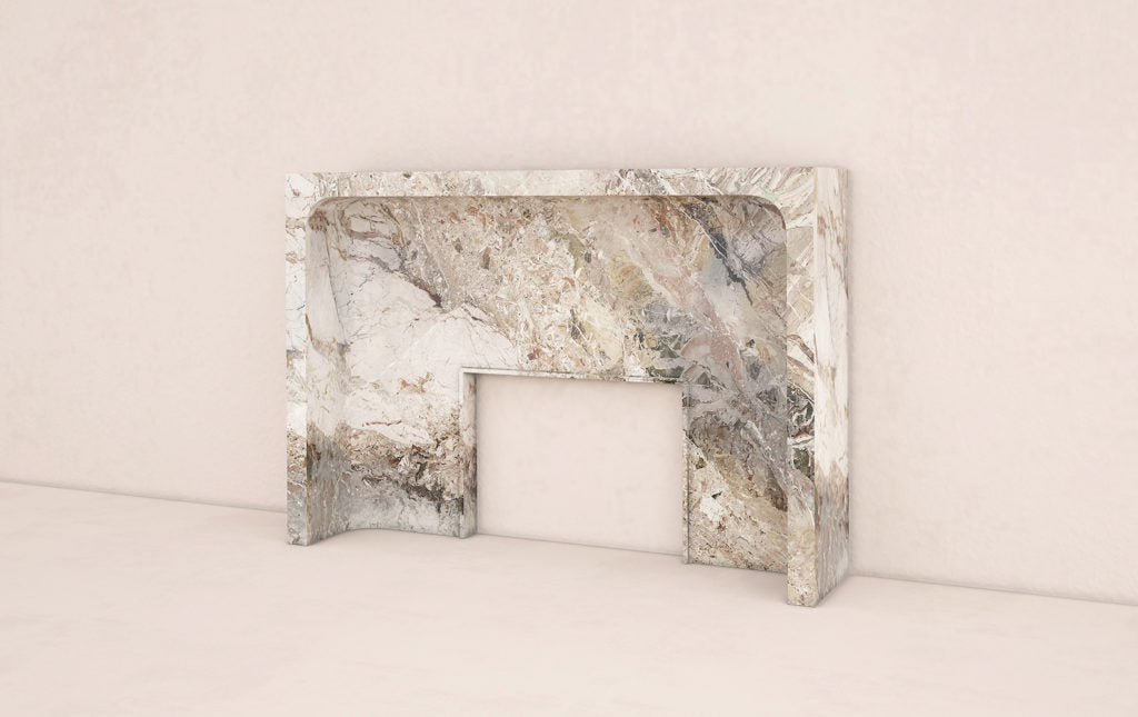 Giacomo marble fireplace by Eden Stone Designs with rich natural veining