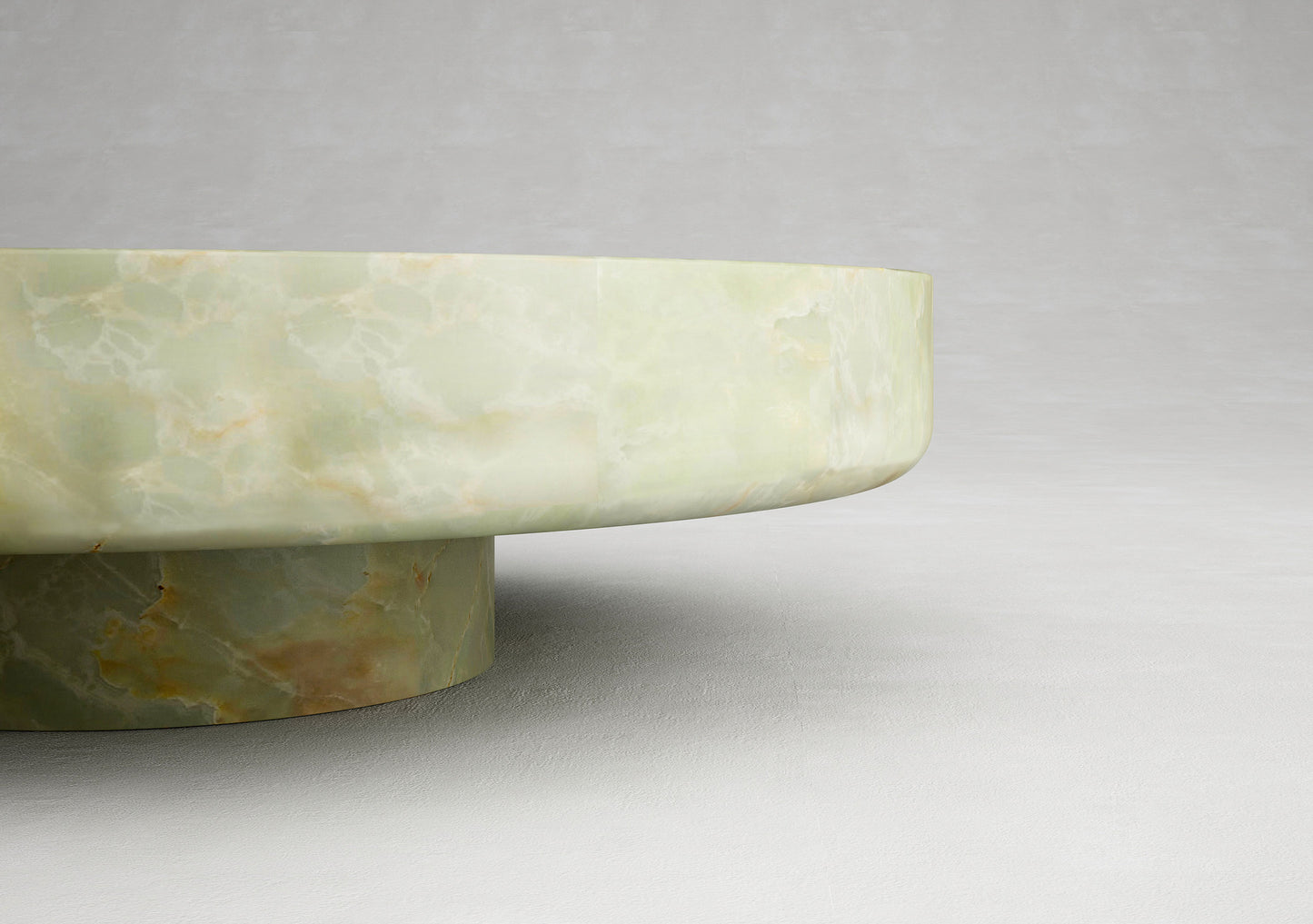 Giardino green onyx coffee table side view luxury natural stone furniture by Eden Stone Designs