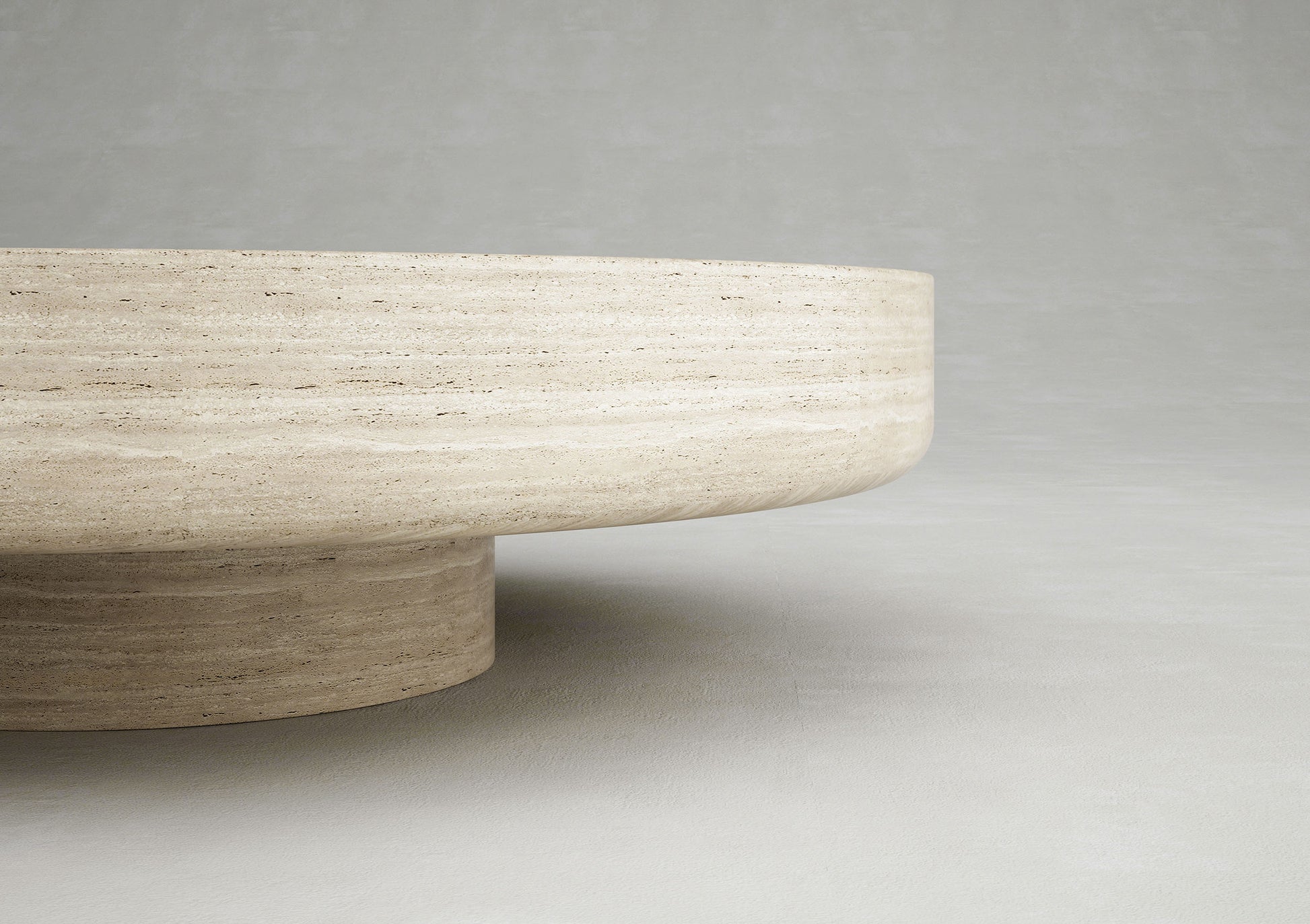 Giardino travertine coffee table side detail luxury natural stone furniture by Eden Stone Designs