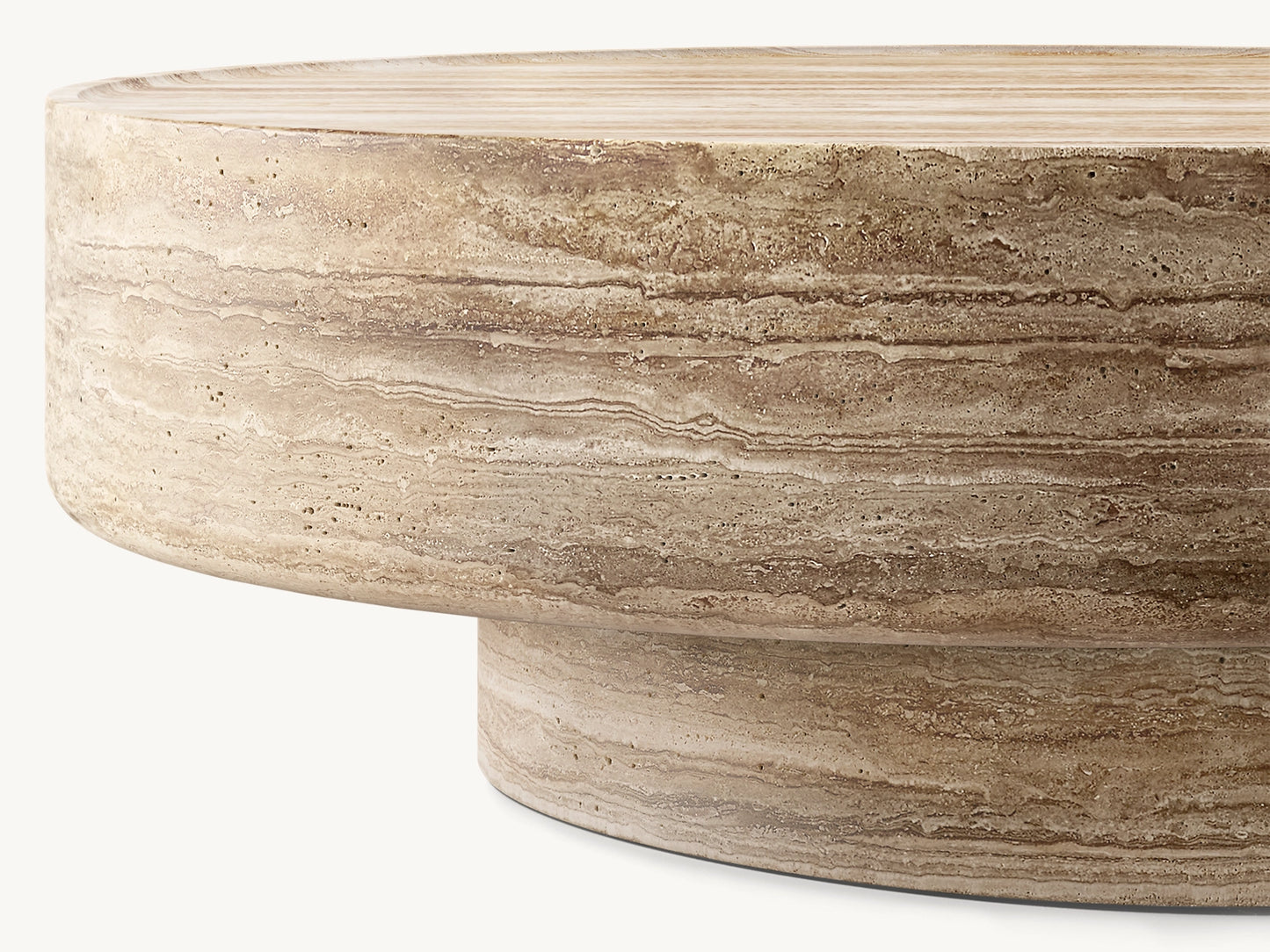 Giardino travertine coffee table natural stone texture detail by Eden Stone Designs