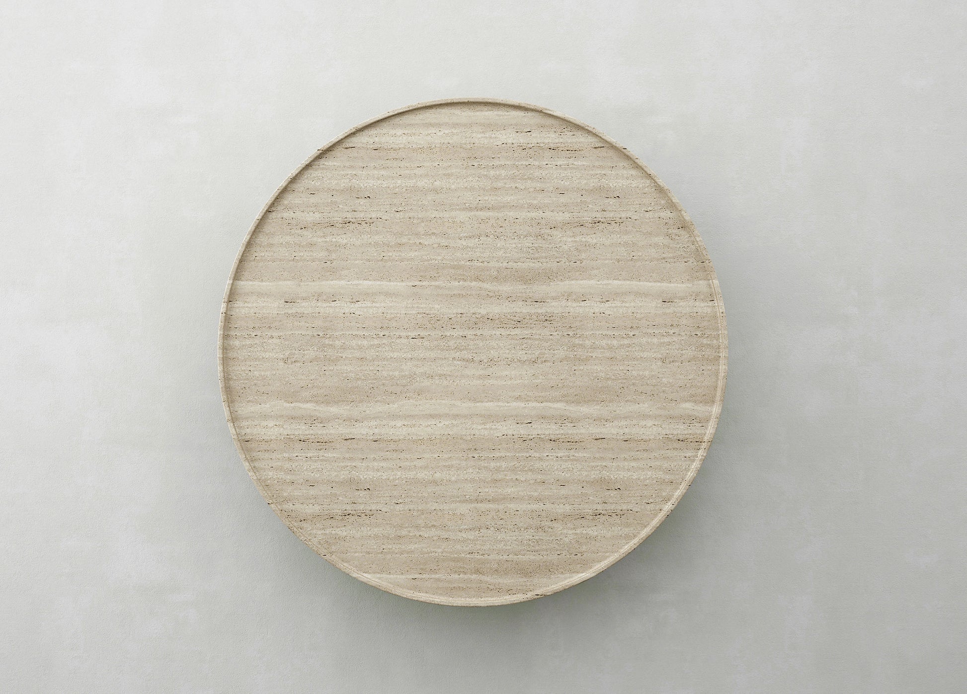 Giardino travertine coffee table top view round natural stone coffee table by Eden Stone Designs