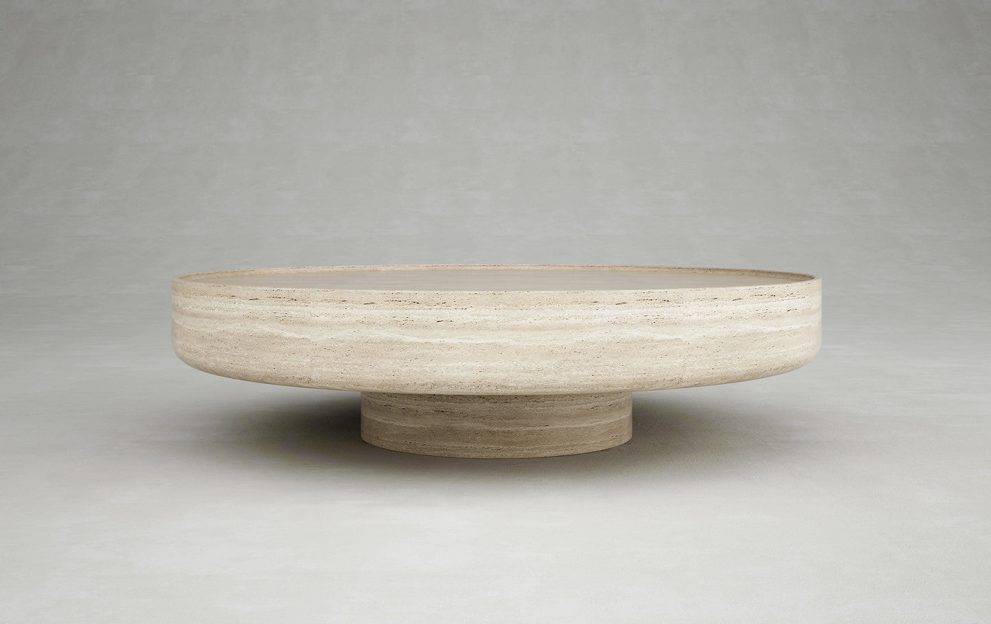 Giardino travertine round coffee table luxury natural stone table by Eden Stone Designs