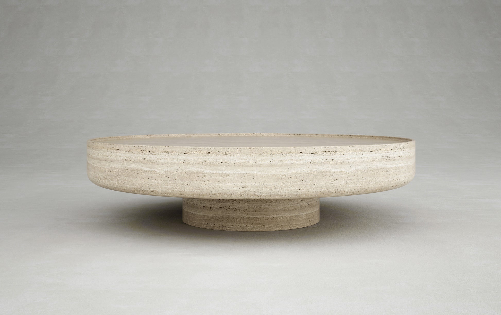 Giardino travertine round coffee table luxury natural stone table by Eden Stone Designs