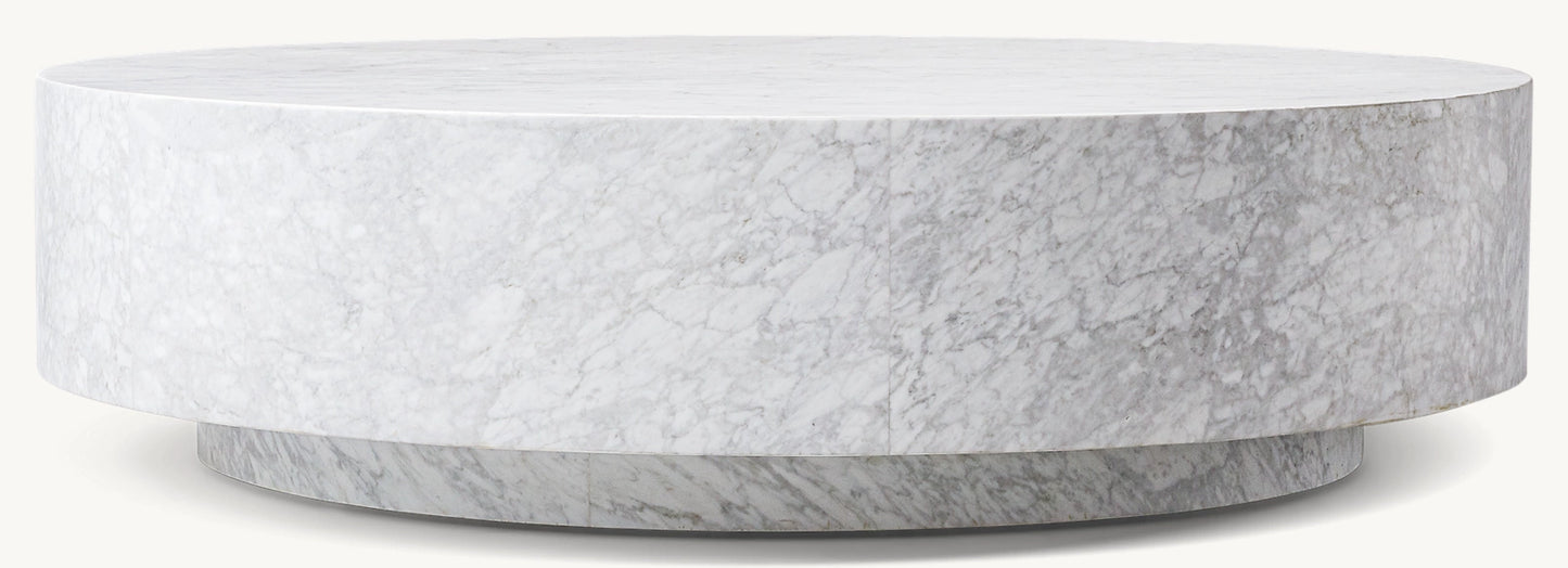 Giardino white marble round coffee table luxury natural stone furniture by Eden Stone Designs