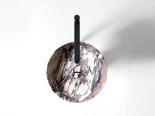 top view of Grazzia marble bathroom vanity in natural stone with modern faucet