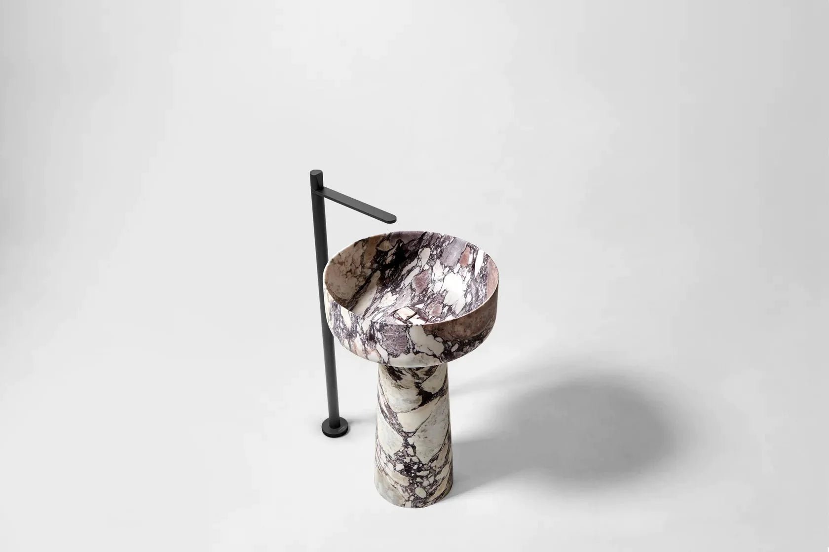 Grazzia marble pedestal bathroom vanity in natural stone with modern freestanding faucet