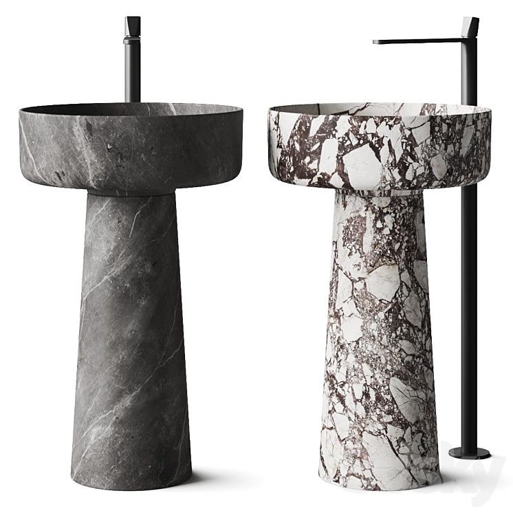 Grazzia marble pedestal bathroom vanity in two natural stone variations