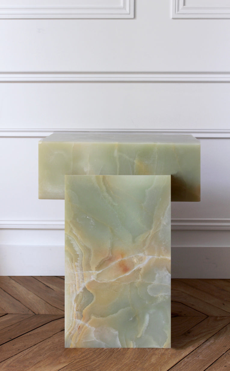 Bari green onyx side table by Eden Stone Designs