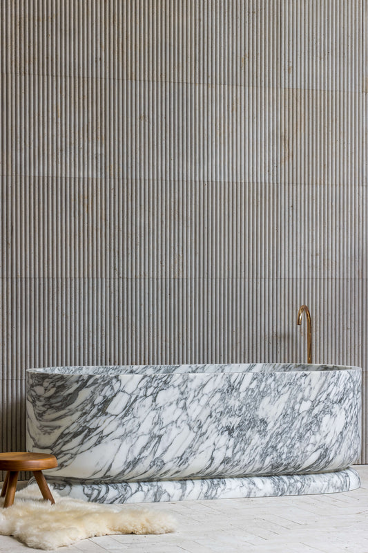 Grosseto freestanding marble bathtub by Eden Stone Designs