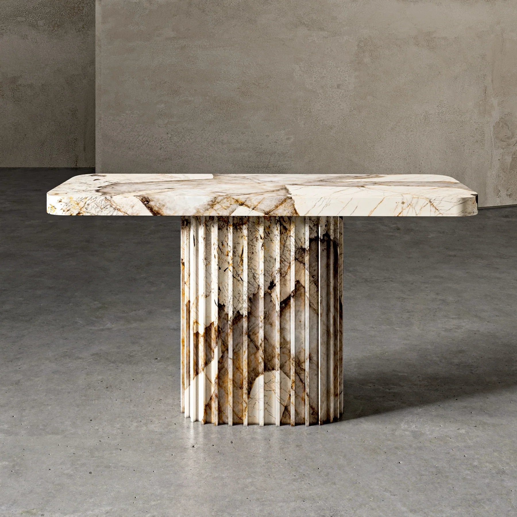 Italo Calacatta marble console table sculptural stone design