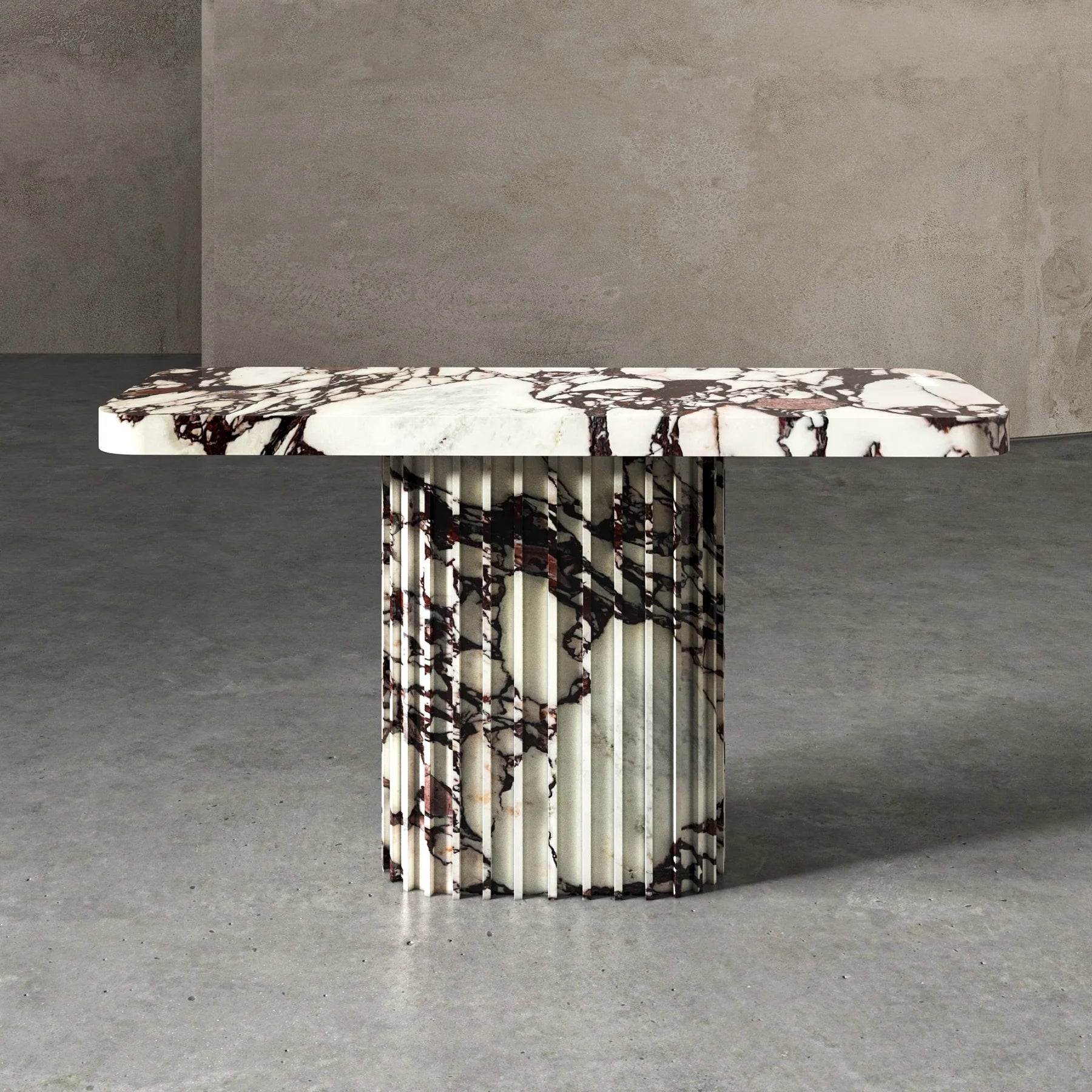 Italo Calacatta Viola marble console table sculptural stone design