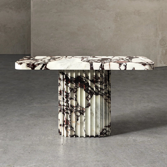 Italo Calacatta Viola marble console table sculptural stone design