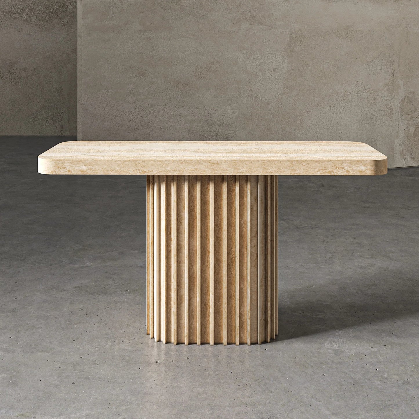 Italo travertine console table sculptural stone design