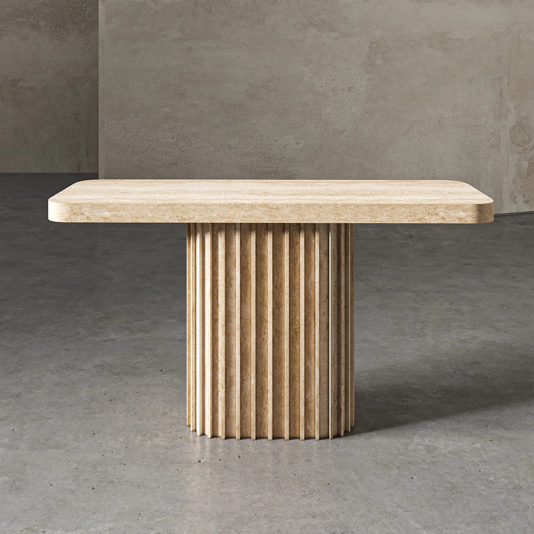 Italo travertine console table sculptural stone design