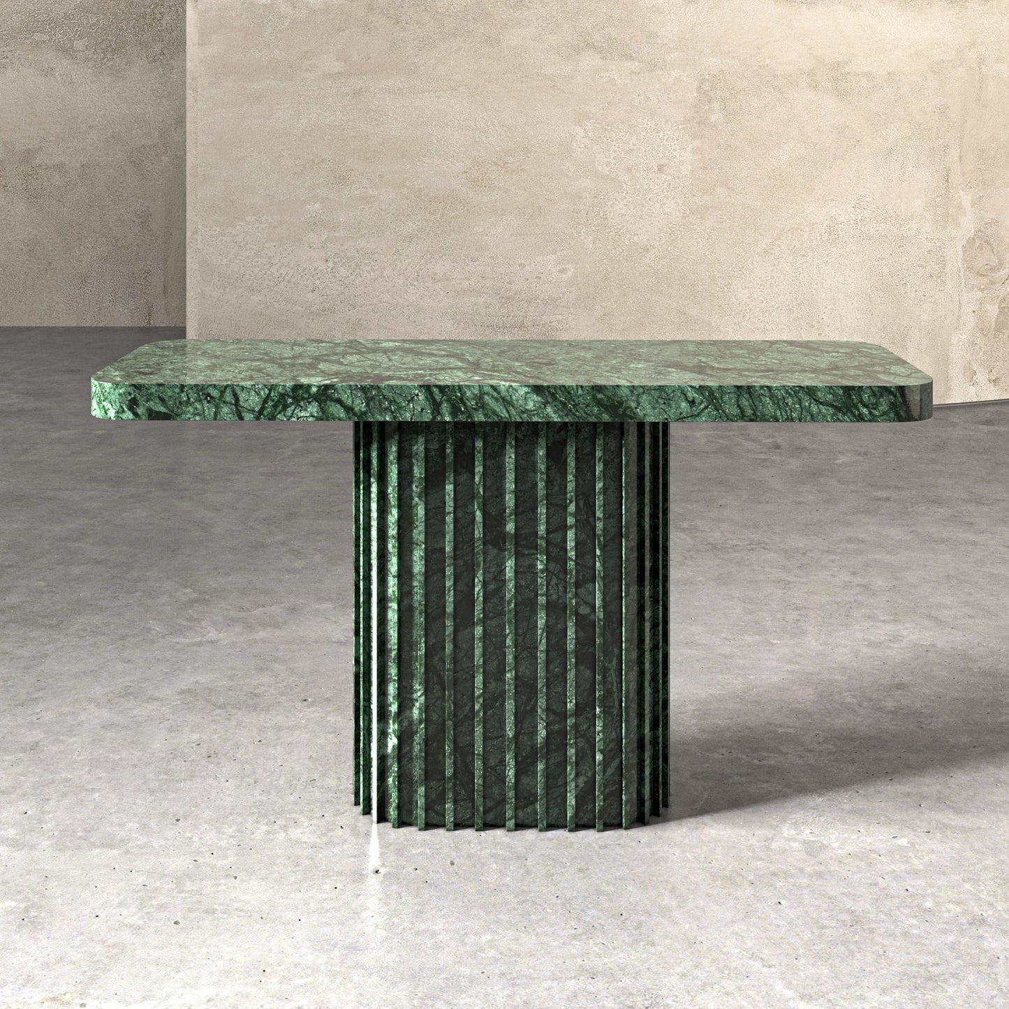 Italo Verde Alpi marble console table sculptural stone design