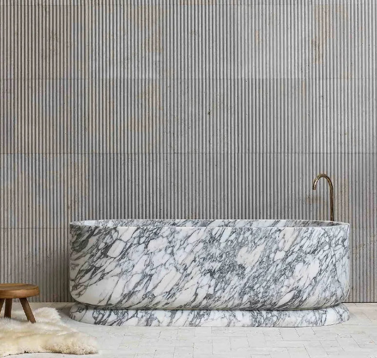 Luxury Calacatta marble freestanding bathtub by Eden Stone Designs