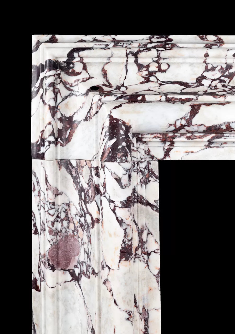 Milan Bolection Breccia Viola marble fireplace detail by Eden Stone Designs